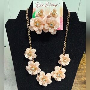 Lilly Pulitzer- Garden Gems SET- Light Pink and Gold- Necklace and Earrings